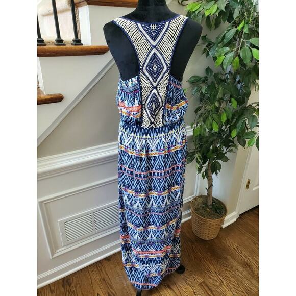 No Boundaries Women's Blue Rayon Scoop Neck Sleeveless Long Maxi Dress Size XL - Picture 7 of 12